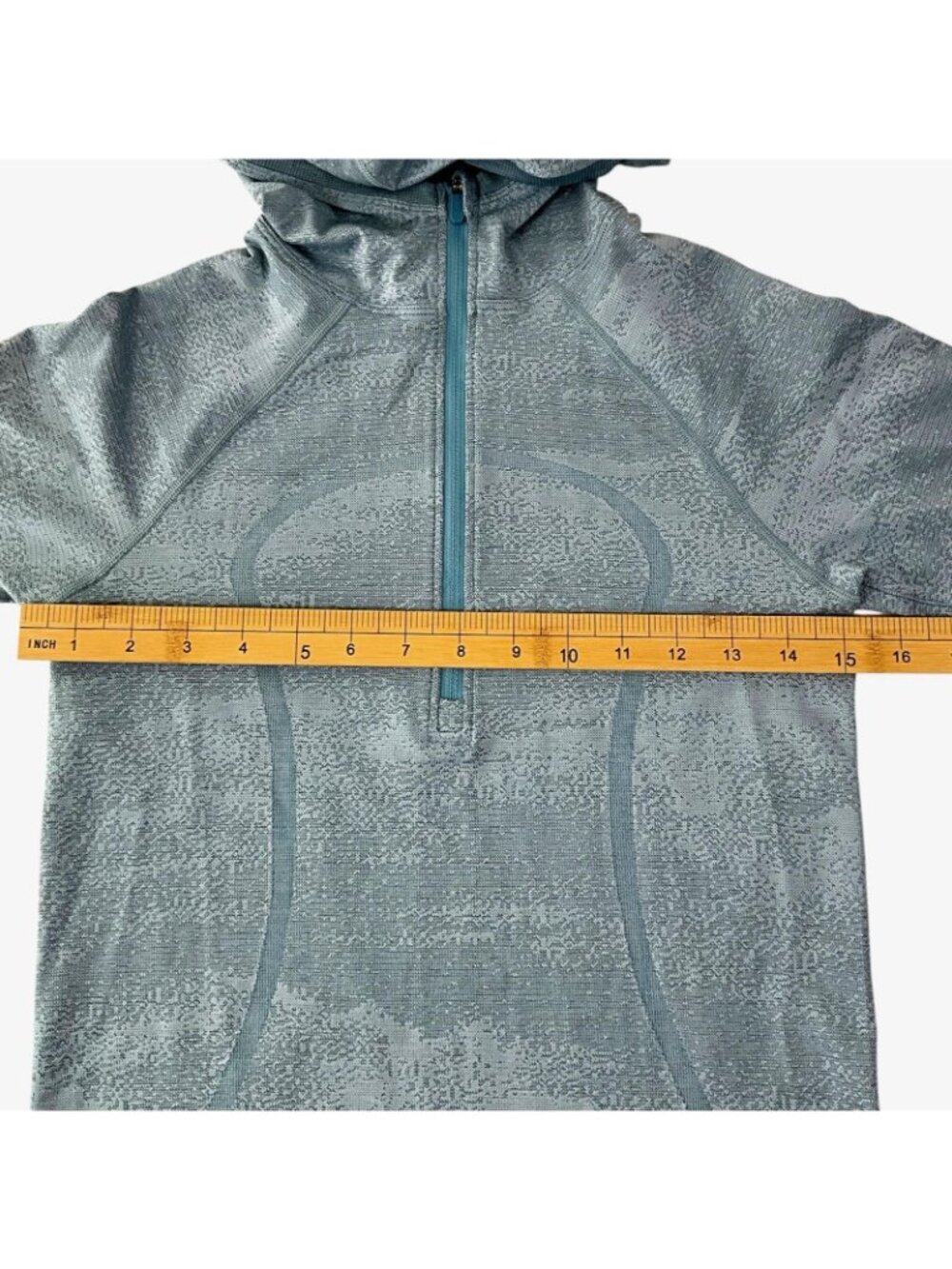 Lululemon Swiftly Speed Hooded 1/2 Zip Water Resistant Aqua Smoke Blue Womens 6 - Picture 11 of 12